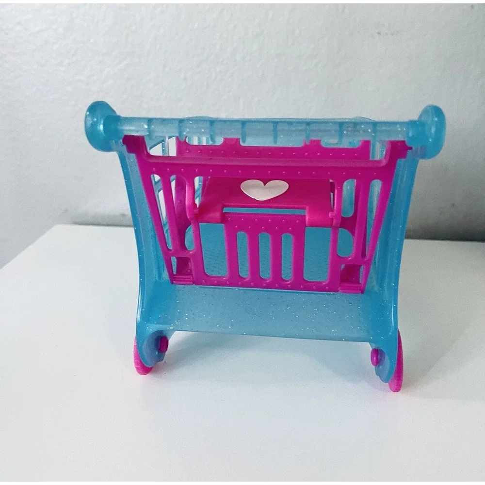 Shopkins XL Shopping Cart Blue‎ Pink Sparkle Heart Accent Wheels Buggy
